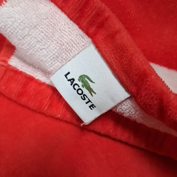 Lacoste Red/Orange Block Stripe Logo 36"x64" Beach Towel - Picture 3 of 5